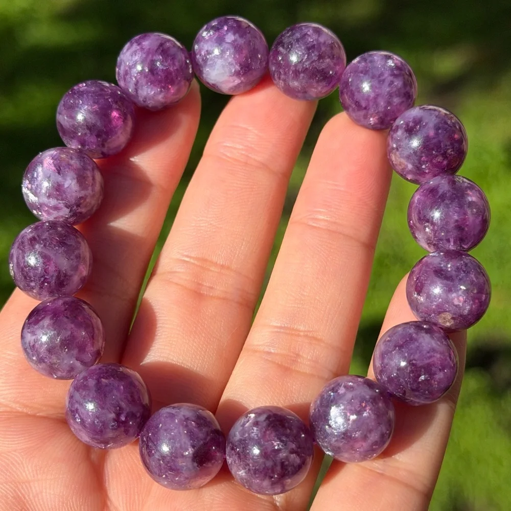 13mm stretchable high quality purple mica‎ bracelet 0765